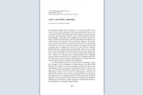 LUCY LAFARGE e la rivista THE PSYCHOANALYTIC QUARTERLY